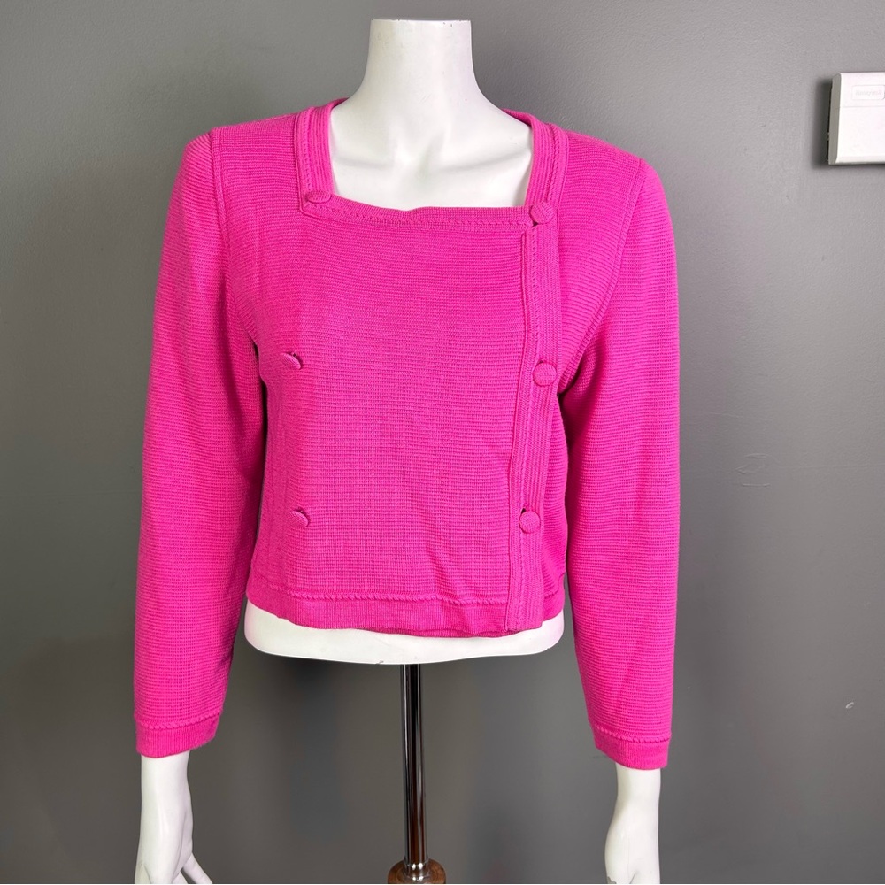 Rodier sweater Medium Paris French nautical cardigan pink cropped